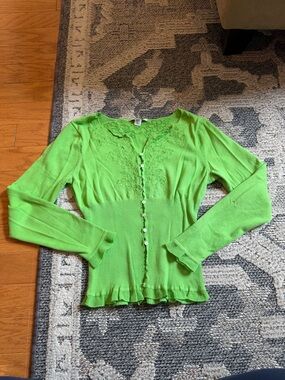 Intuitions Y2k Cottage Core floral Embroidered Cardigan Top Womens Size large